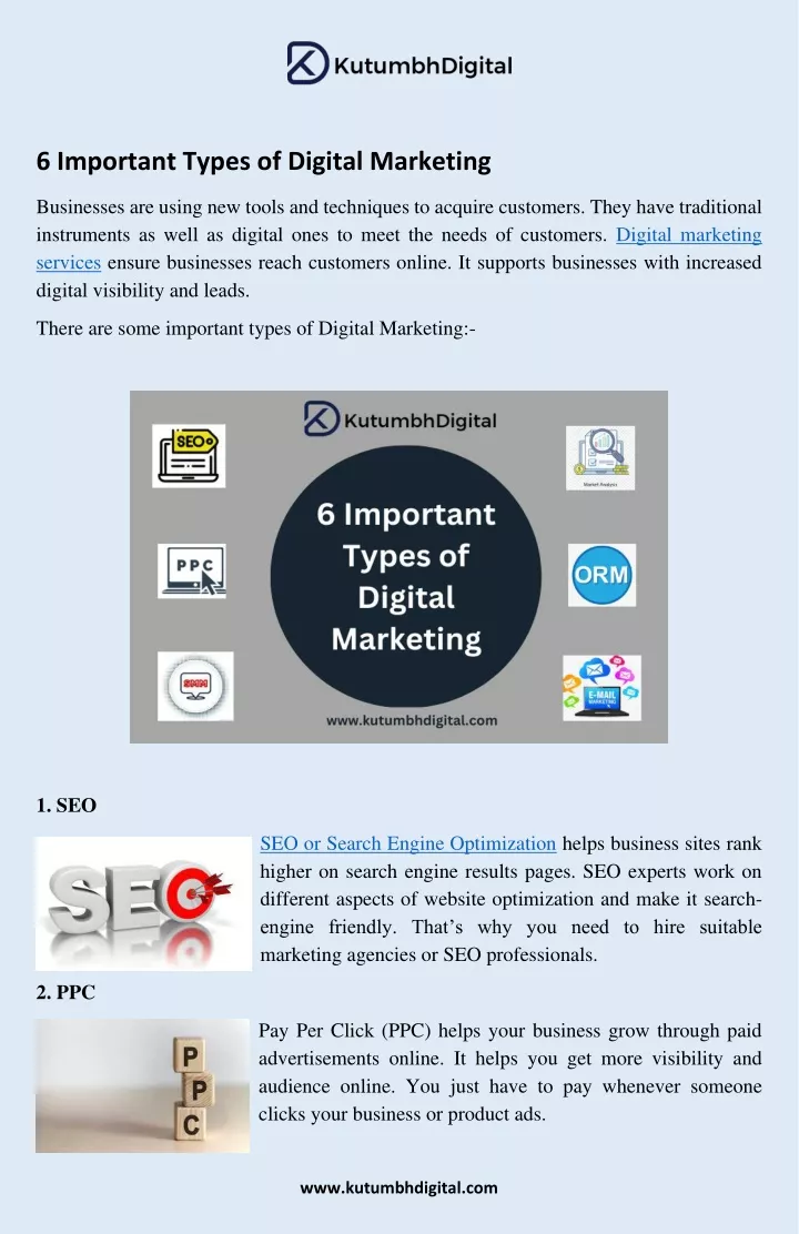 6 important types of digital marketing