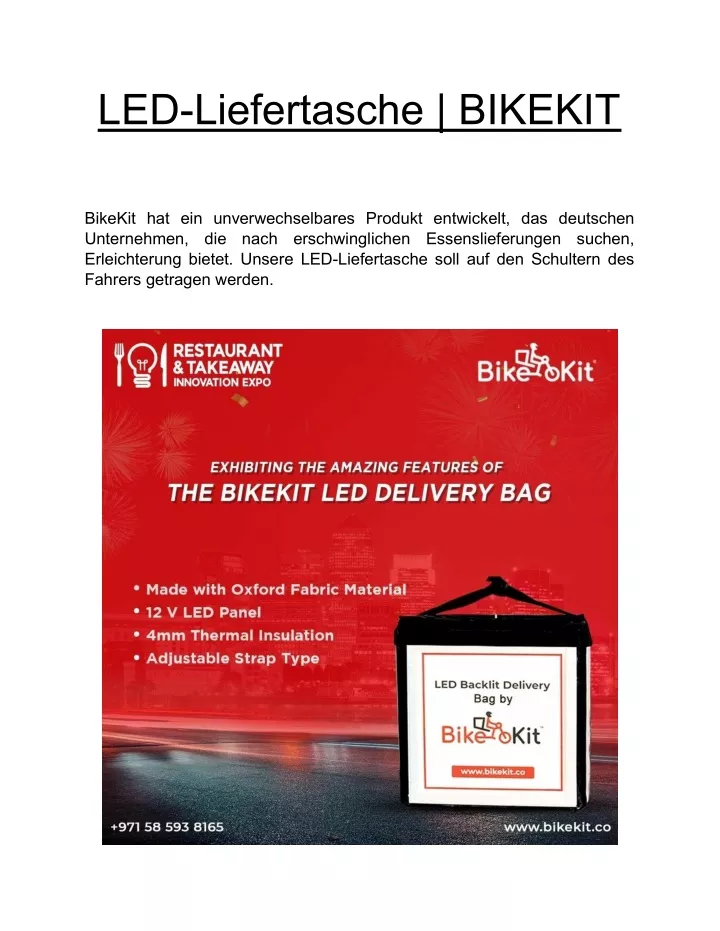 led liefertasche bikekit