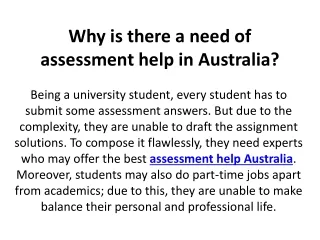 Why is there a need of assessment help