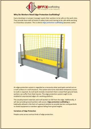 Why Do Workers Need Edge Protection Scaffolding?