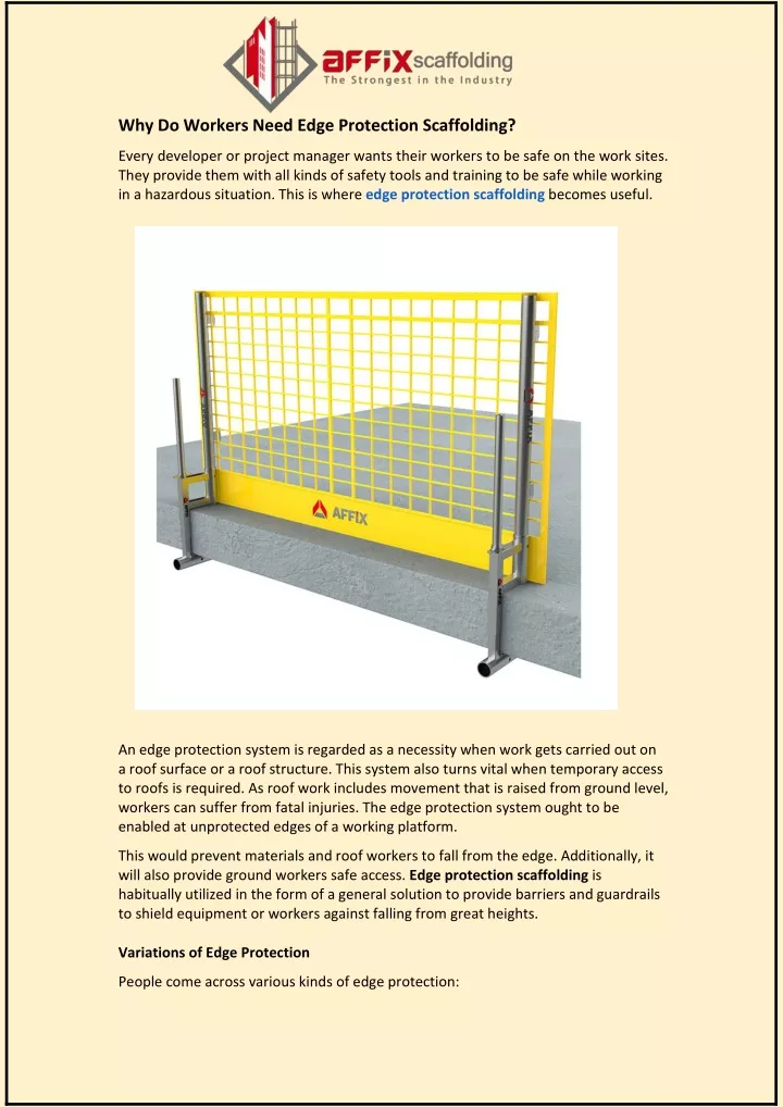 why do workers need edge protection scaffolding