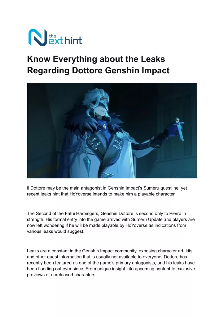 know everything about the leaks regarding dottore