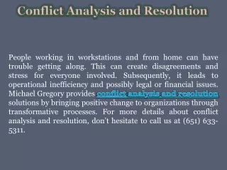 conflict analysis and resolution