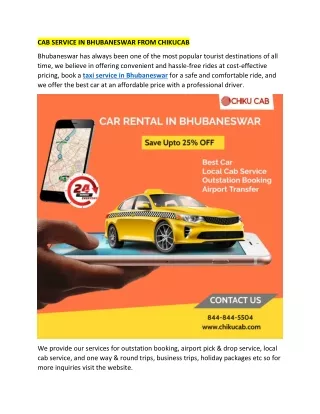 cab service in bhubaneswar from chikucab