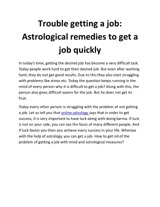 trouble getting a job astrological remedies to get a job quickly