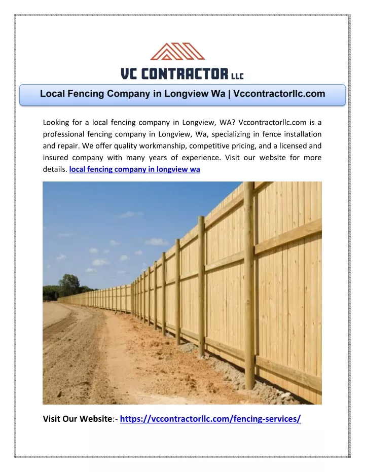 looking for a local fencing company in longview