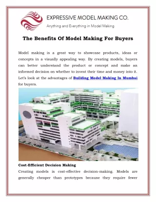 The Benefits Of Model Making For Buyers