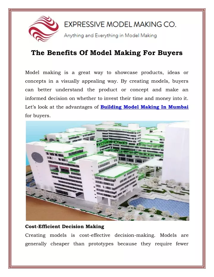 the benefits of model making for buyers