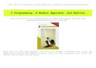 [ PDF ] Ebook C Programming A Modern Approach  2nd Edition [PDF EPuB AudioBook Ebook]