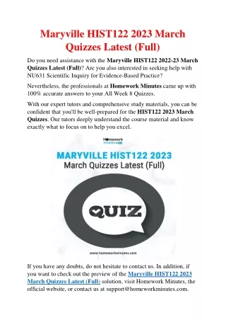 Maryville HIST122 2023 March Quizzes Latest (Full)