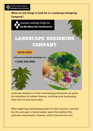 What are the things to look for in a Landscape Designing Company?