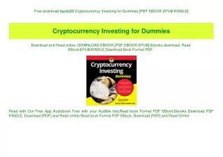 Free download [epub]$$ Cryptocurrency Investing for Dummies [PDF EBOOK EPUB KINDLE]