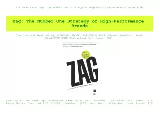 PDF READ FREE Zag The Number One Strategy of High-Performance Brands EBOOK #pdf
