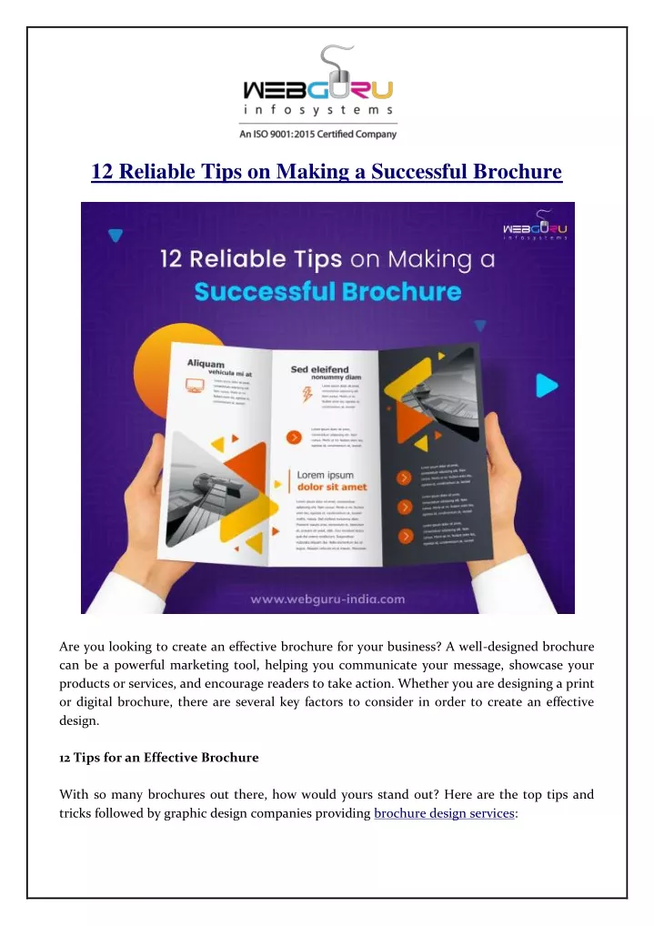 12 reliable tips on making a successful brochure