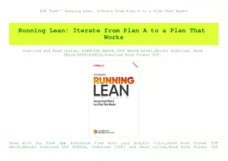Pdf free^^ Running Lean Iterate from Plan A to a Plan That Works (DOWNLOAD E.B.O.O.K.^)