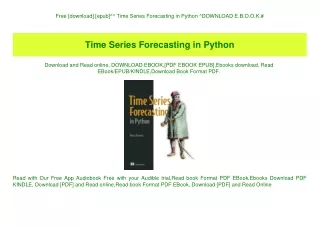 Free [download] [epub]^^ Time Series Forecasting in Python ^DOWNLOAD E.B.O.O.K.#