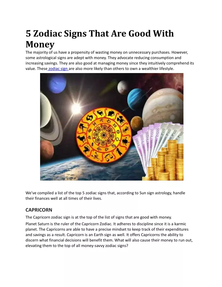 5 zodiac signs that are good with money