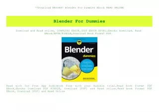 Download EBOoK@ Blender For Dummies Ebook READ ONLINE