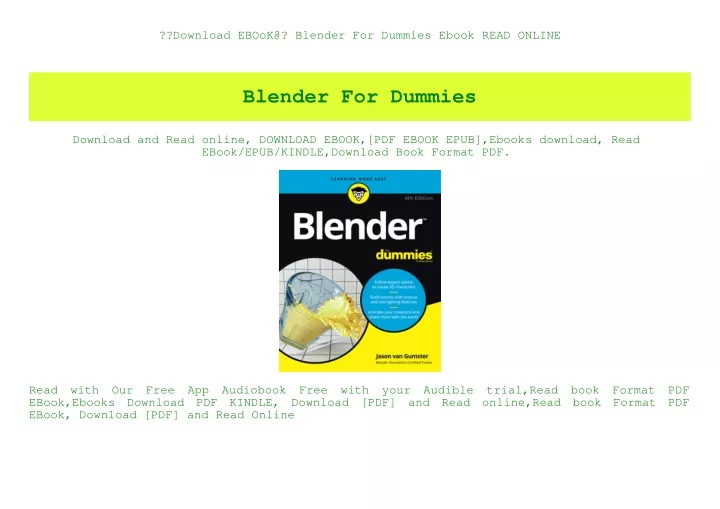 download ebook@ blender for dummies ebook read