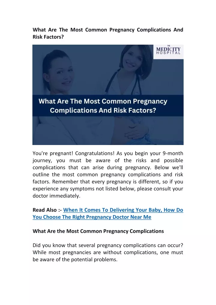 PPT - What Are The Most Common Pregnancy Complications And Risk Factors ...