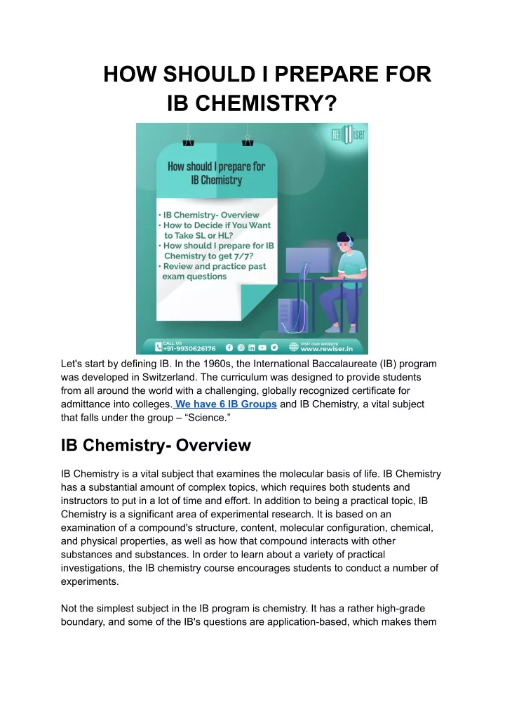 how should i prepare for ib chemistry