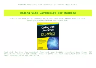 DOWNLOAD FREE Coding with JavaScript For Dummies (Epub Kindle)