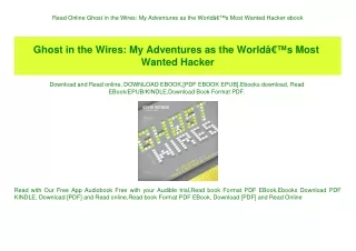 Read Online Ghost in the Wires My Adventures as the WorldÃ¢Â€Â™s Most Wanted Hacker ebook