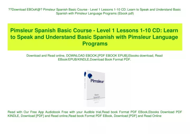 download ebook@ pimsleur spanish basic course