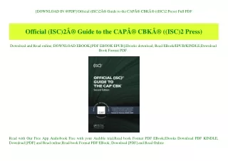 [DOWNLOAD IN @PDF] Official (ISC)2Ã‚Â® Guide to the CAPÃ‚Â® CBKÃ‚Â® ((ISC)2 Press) Full PDF
