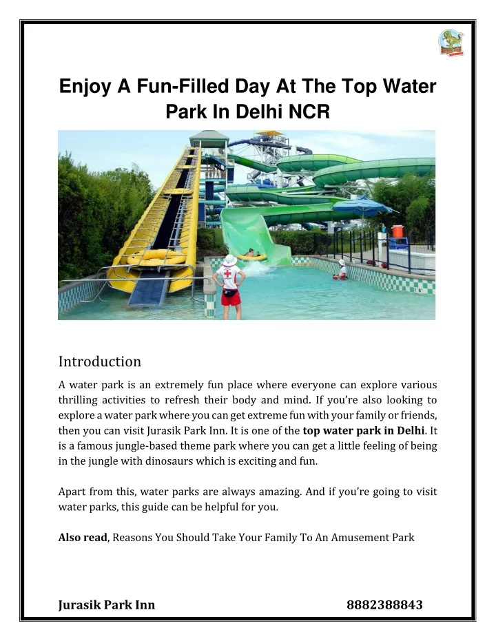 PPT - Enjoy A Fun-Filled Day At The Top Water Park In Delhi NCR ...