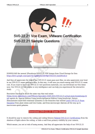 5V0-22.21 Vce Exam, VMware Certification 5V0-22.21 Sample Questions