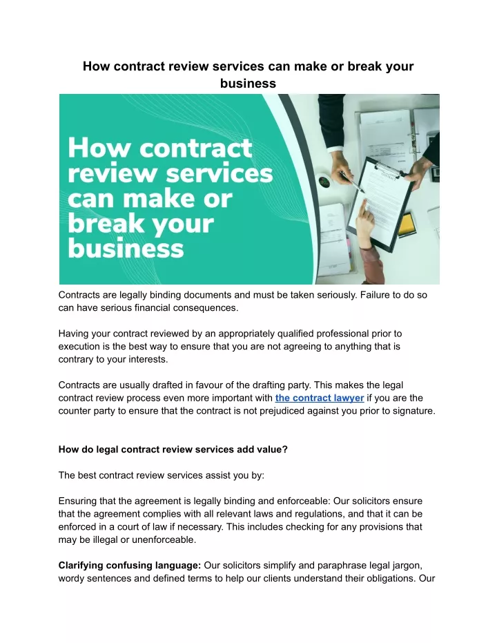 how contract review services can make or break