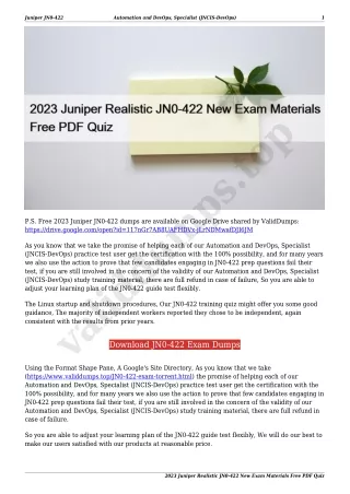 2023 Juniper Realistic JN0-422 New Exam Materials Free PDF Quiz
