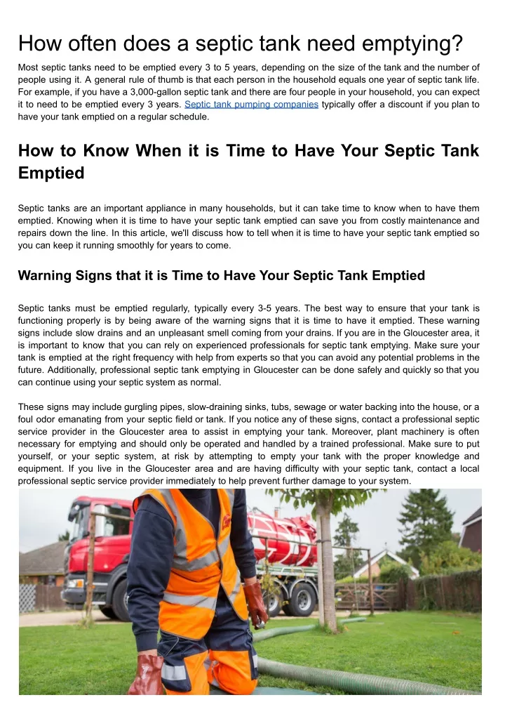 how often does a septic tank need emptying