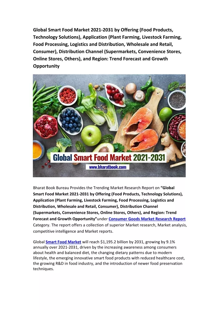 global smart food market 2021 2031 by offering