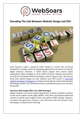 Link Between Website Design and SEO | Websoars