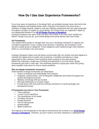 How Do I Use User Experience Frameworks