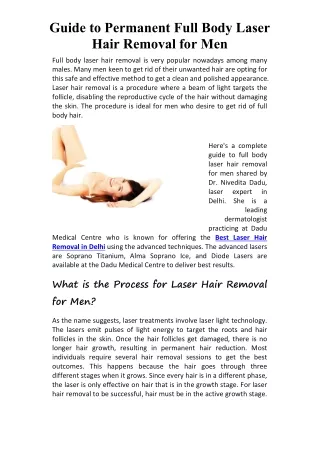 Guide to Permanent Full Body Laser Hair Removal for Men