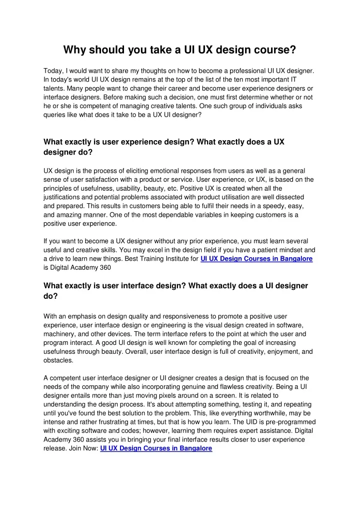 why should you take a ui ux design course