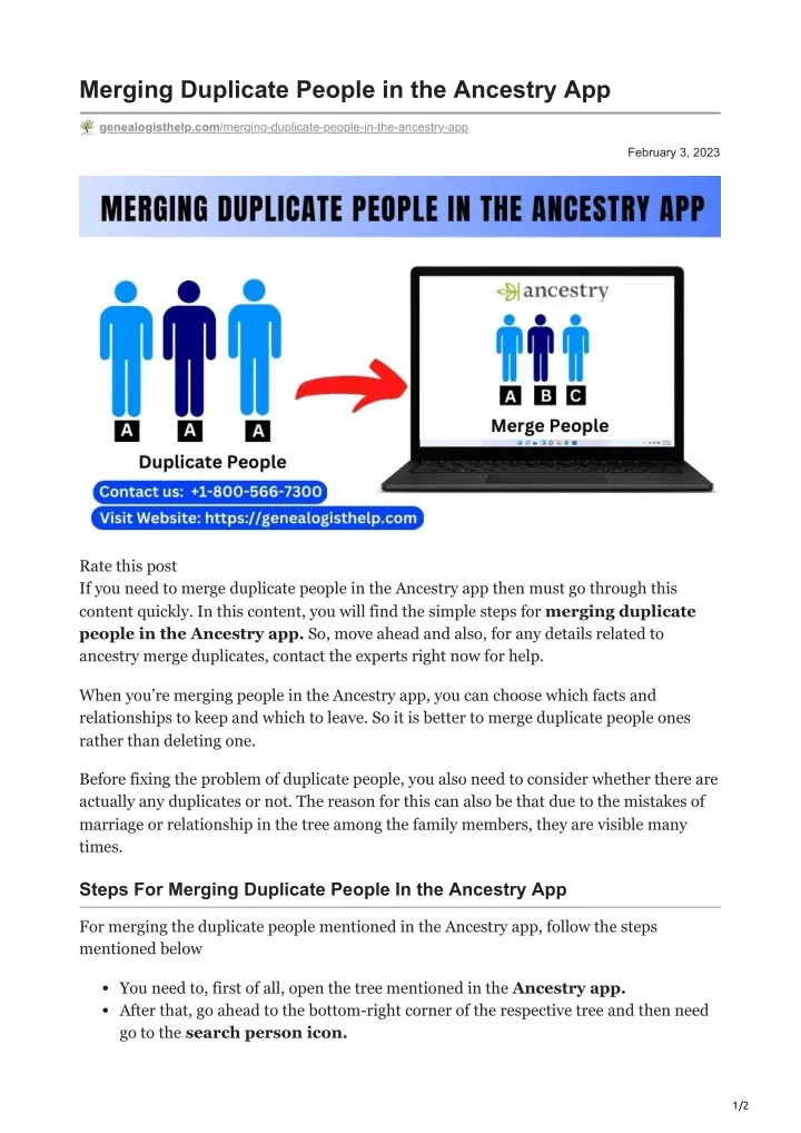 merging duplicate people in the ancestry app