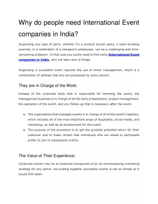 International Event Management Companies in India