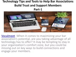 Technology Tips and Tools to Help Bar Associations-Vocalmeet
