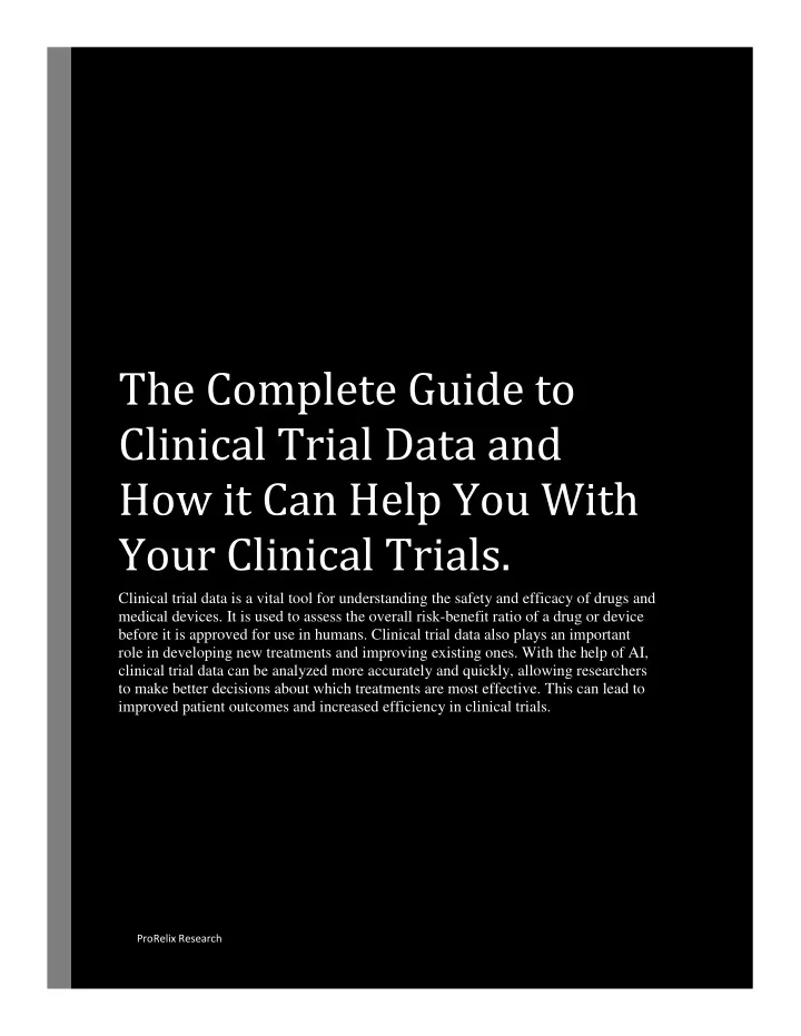 the complete guide to clinical trial data