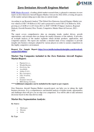zero emission aircraft engines market