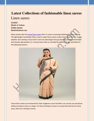 Latest Collections of fashionable linen sarees