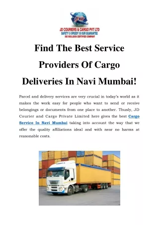Cargo Service In Navi Mumbai Call- 919870813466