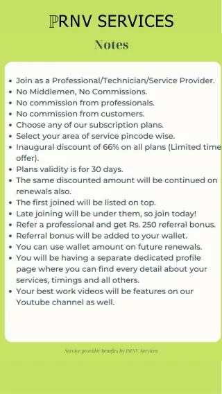 Join as Service Provider at PRNV Services Now!