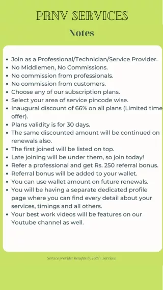 Join as Service Provider at PRNV Services Now!