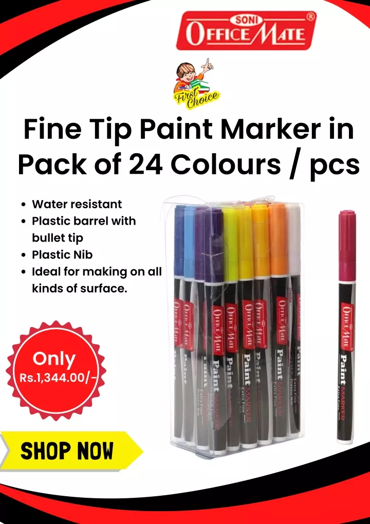 fine tip paint marker in pack of 24 colours pcs