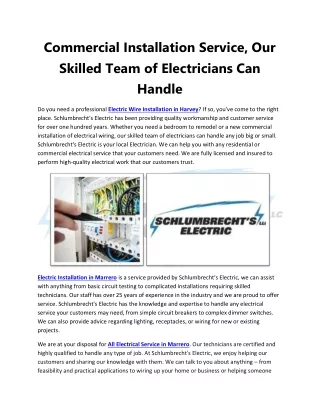 Commercial Installation Service, Our Skilled Team of Electricians Can Handle